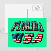 Afbeelding van Florida en Vlagtekst van de VS Briefkaart (Voorkant / Achterkant)