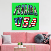 Afbeelding van Florida en Vlagtekst van de VS Canvas Afdruk (Insitu (Woonkamer))