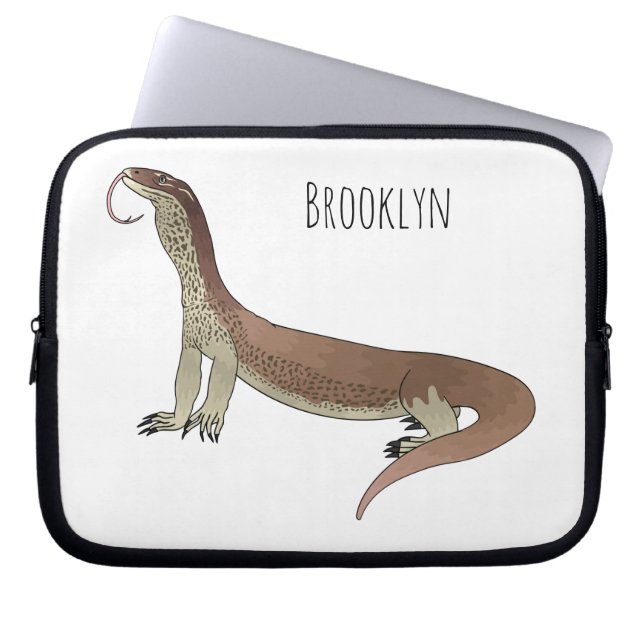 Afbeelding van hagedis-cartoon bewaken laptop sleeve (Voorkant)
