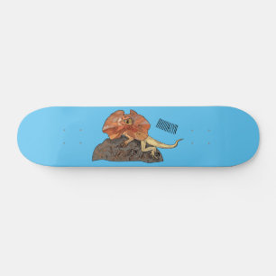 Afbeelding van hagedis-cartoon met gevlekte hals skateboard