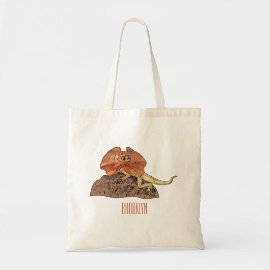 Afbeelding van hagedis-cartoon met gevlekte hals tote bag (Voorkant)