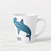 Afbeelding van hamerhaaienhaai cartoon latte mok (Rechts)