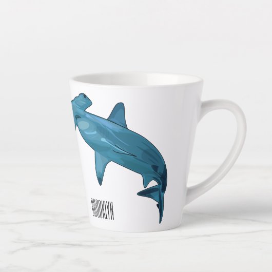 Afbeelding van hamerhaaienhaai cartoon latte mok (Rechts)