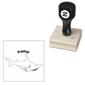 Afbeelding van hamerhaaienhaai cartoon rubberstempel (Gestempeld)