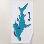 Afbeelding van hamerhaaienhaai cartoon strandlaken (Voorkant)