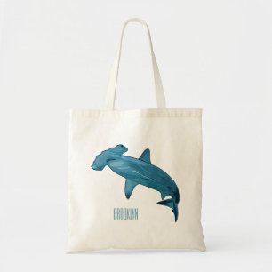 Afbeelding van hamerhaaienhaai cartoon tote bag