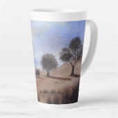 afbeelding van herfstlandschap en -bomen latte mok (Rechterhoek)