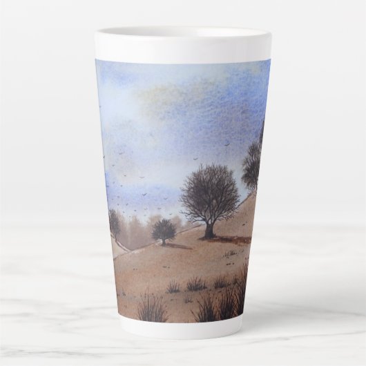 afbeelding van herfstlandschap en -bomen latte mok (Voorkant)