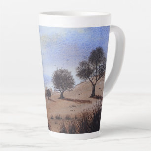 afbeelding van het herfstlandschap en bomen latte mok