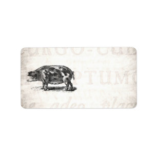  afbeelding van hog op oud papier 1800s Pig Etiket