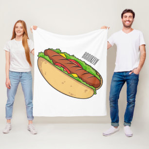 Afbeelding van hotdog cartoon fleece deken