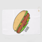 Afbeelding van hotdog cartoon golfhanddoek (Horizontaal)