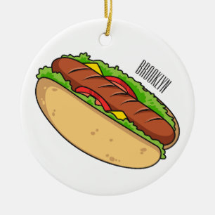 Afbeelding van hotdog cartoon keramisch ornament