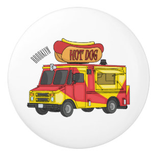 Afbeelding van hotdog-cartoon keramische knop