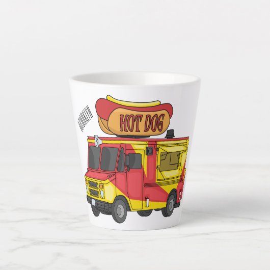 Afbeelding van hotdog-cartoon latte mok (Voorkant)