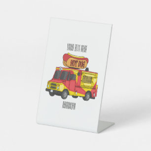 Afbeelding van hotdog-cartoon reclamebord met voetstuk