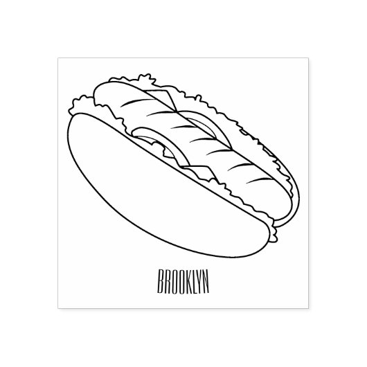 Afbeelding van hotdog cartoon 	rubberstempel (Afrduk)