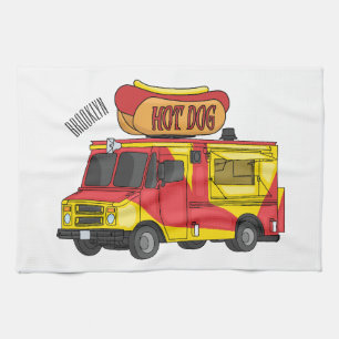 Afbeelding van hotdog-cartoon theedoek