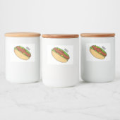 Afbeelding van hotdog cartoon voedselcontainer etiket (Flessen)