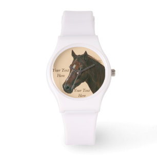 afbeelding van kastanjebruin paard horloge