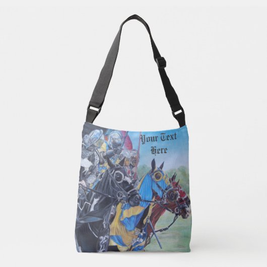 afbeelding van middeleeuwse ridders die op paarden crossbody tas (Voorkant)