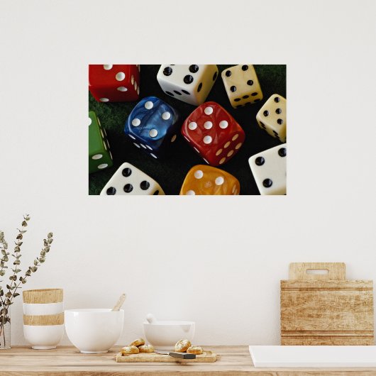Afbeelding van Multicolored dice Poster (Keuken)