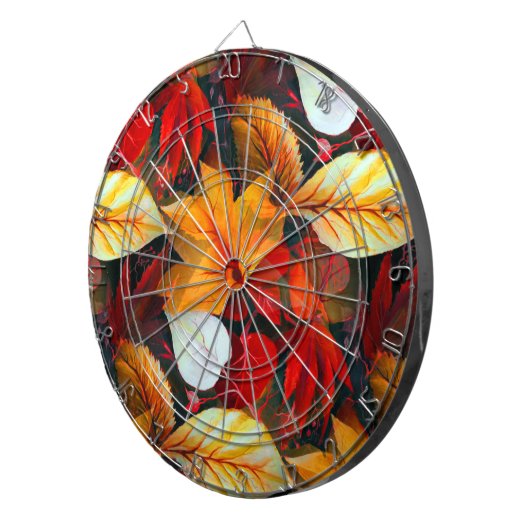 Afbeelding van olievloeistof met mapelbladeren in  dartbord (Voorkant Rechts)