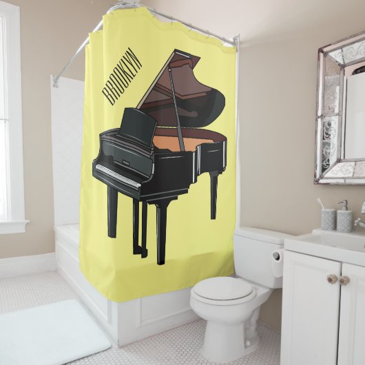 Afbeelding van Piano-cartoon Douchegordijn (In situ)