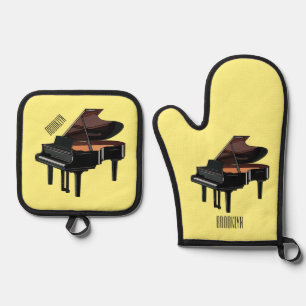 Afbeelding van Piano-cartoon Ovenwant & Pannenlap Set