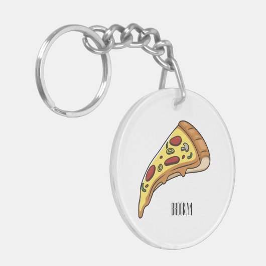 Afbeelding van Pizza cartoon Sleutelhanger (Voorkant Links)