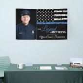 Afbeelding van politie-pensionering met blauwe lij spandoek (Beurs)