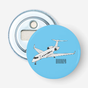Afbeelding van privé-jet cartoon button flesopener