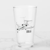 Afbeelding van privé-jet cartoon glas (Voorkant)