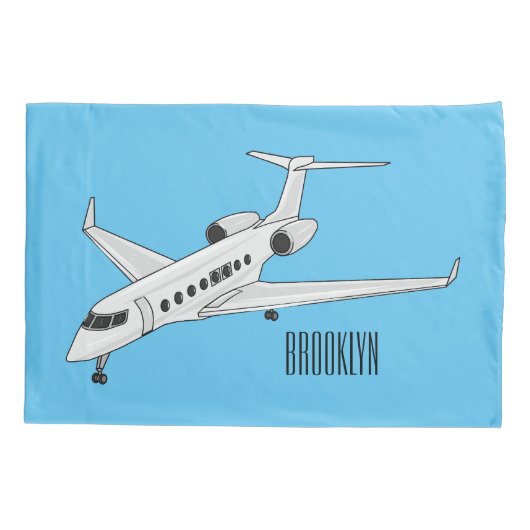 Afbeelding van privé-jet cartoon kussensloop (Achterkant)