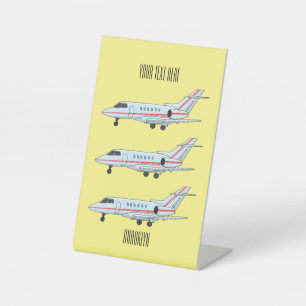 Afbeelding van privé-jet cartoon reclamebord met voetstuk