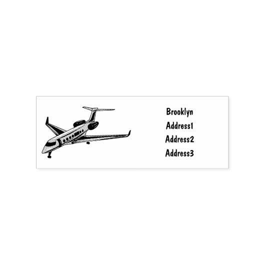 Afbeelding van privé-jet cartoon rubberstempel (Afrduk)