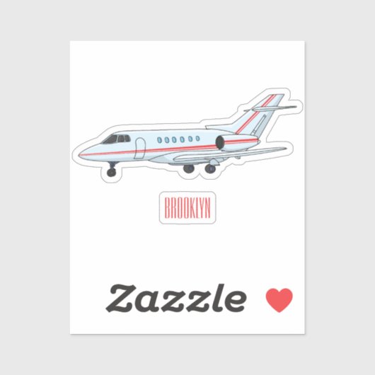Afbeelding van privé-jet cartoon sticker (Vel)