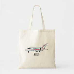 Afbeelding van privé-jet cartoon tote bag