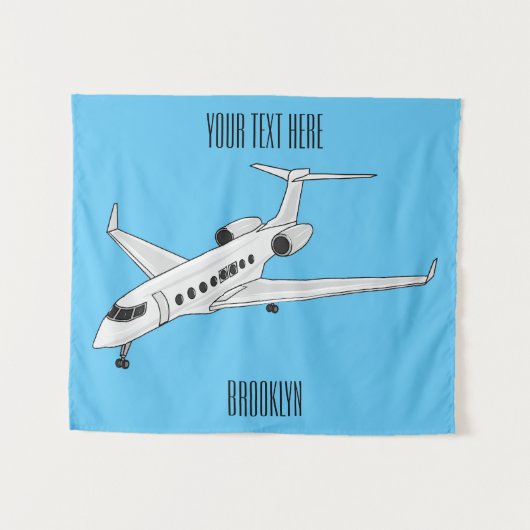 Afbeelding van privé-jet cartoon wandkleed (Voorkant (horizontaal))