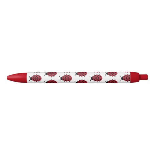 Afbeelding van Red and Black Ladybug Pattern Zwarte Inkt Pen (Voorkant)