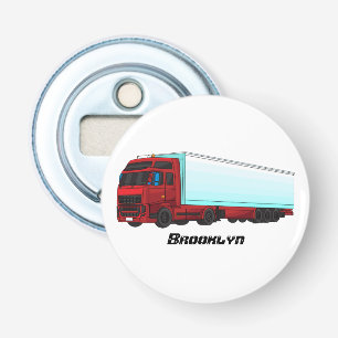 Afbeelding van rode vrachtwagen button flesopener