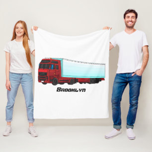 Afbeelding van rode vrachtwagen fleece deken