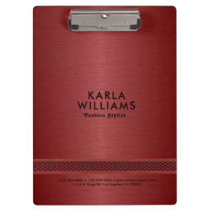 Afbeelding van rood faux metallic geborsteld staal klembord
