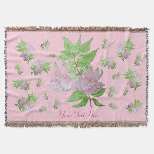 afbeelding van roze bloemen deken (Voorkant)