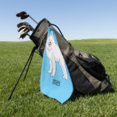 Afbeelding van Samoyed cartoon Golfhanddoek (Groen)