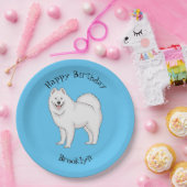 Afbeelding van Samoyed cartoon Papieren Bordje (Feest)