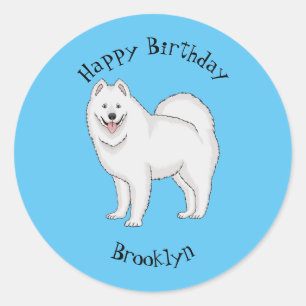 Afbeelding van Samoyed cartoon Ronde Sticker