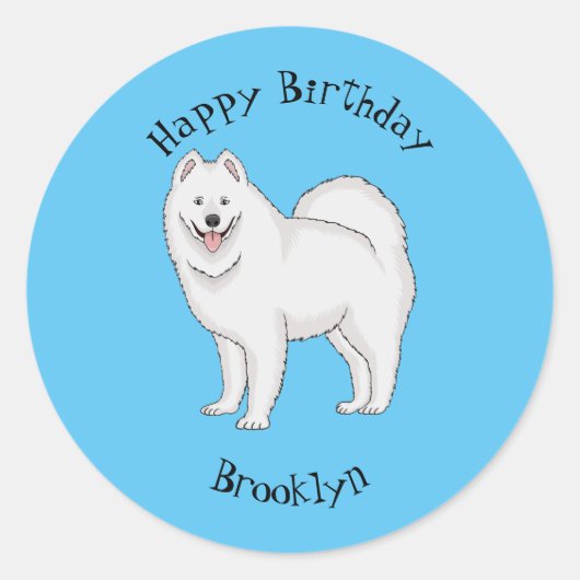 Afbeelding van Samoyed cartoon Ronde Sticker (Voorkant)