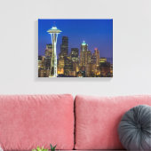 Afbeelding van Seattle Skyline in de ochtenduren. Canvas Afdruk (Insitu (Woonkamer))