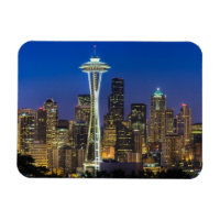 Afbeelding van Seattle Skyline in de ochtenduren.